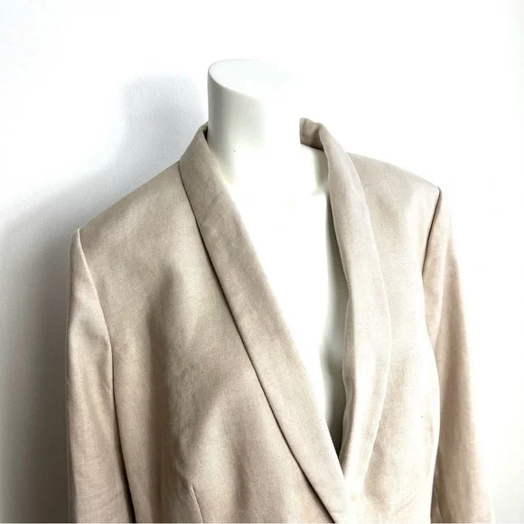J.Crew Parke Blazer 22 Beige Linen Blend Single Button Career Classic Plus - Picture 2 of 10